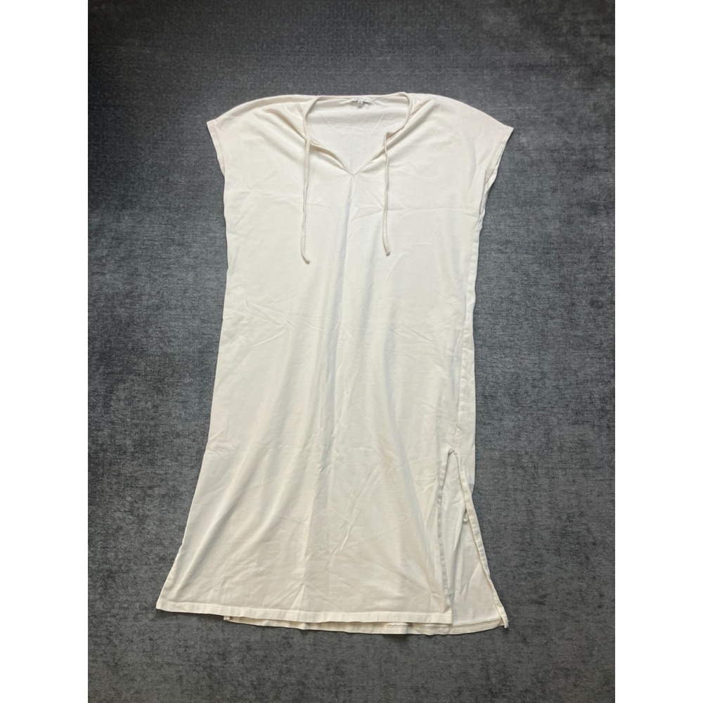 Z Supply T-Shirt Dress Womens XS Cream Cotton Sleeveless Midi Side Slit Beige